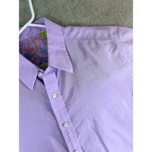 Robert Graham Tailored Fit Mens L Button Down Shirt Lavender Cotton Silk